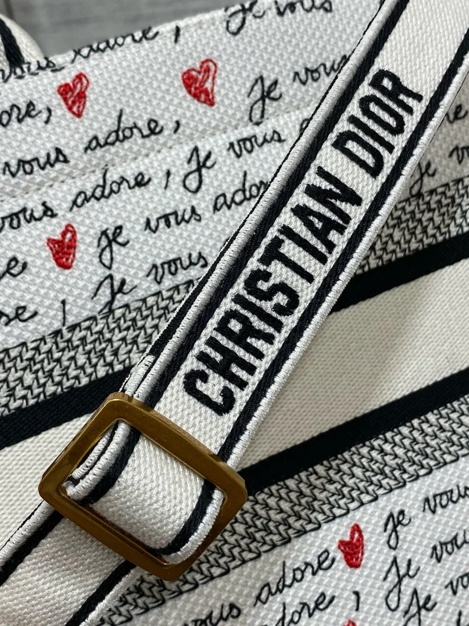 Dior Dioramour Small Book Tote Bag with Strap in Je Vous Adore Embroidery and White Calfskin product view 6