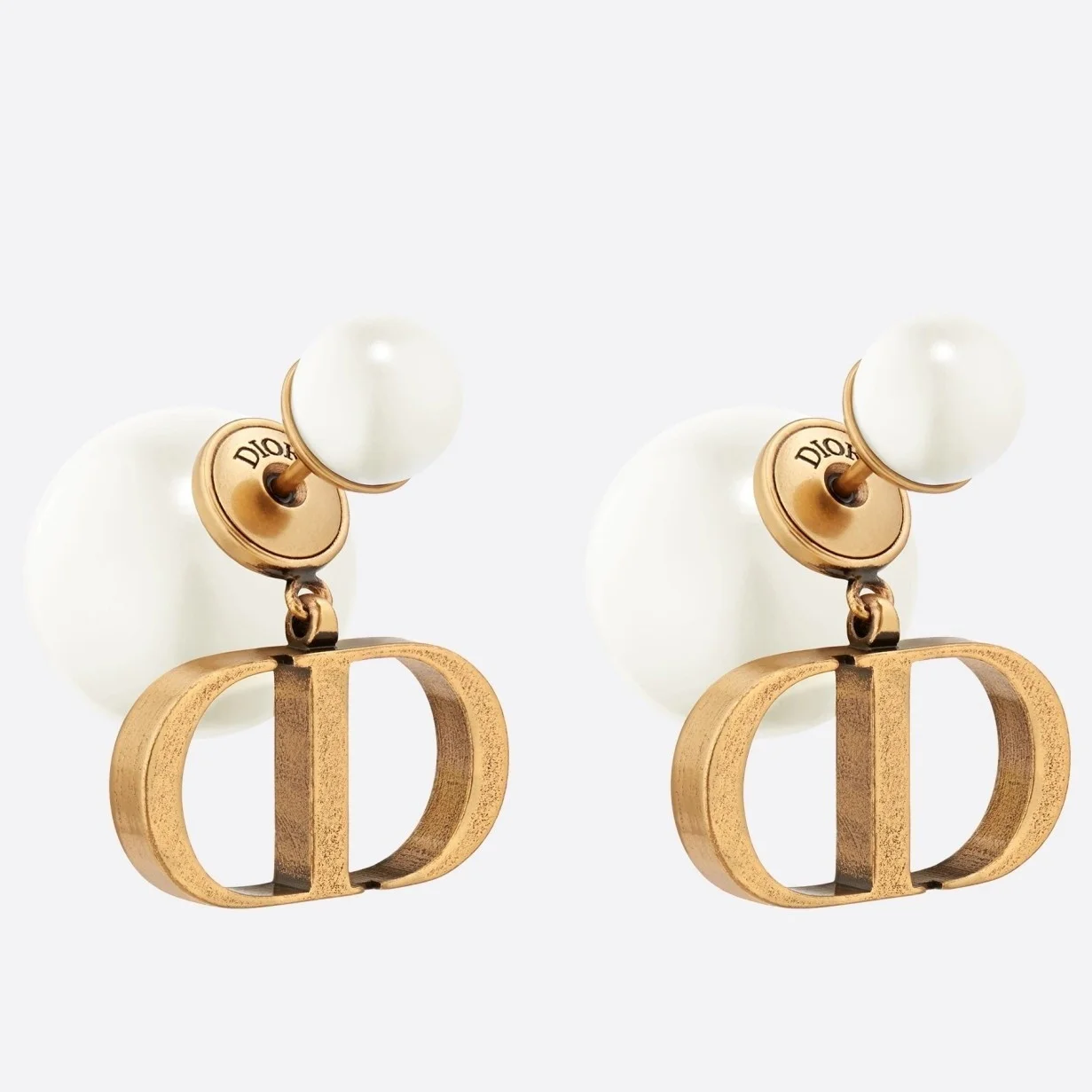 Dior Tribales Earrings In Antique Gold-Finish Metal and White Resin Pearl-Effect Details product view 1
