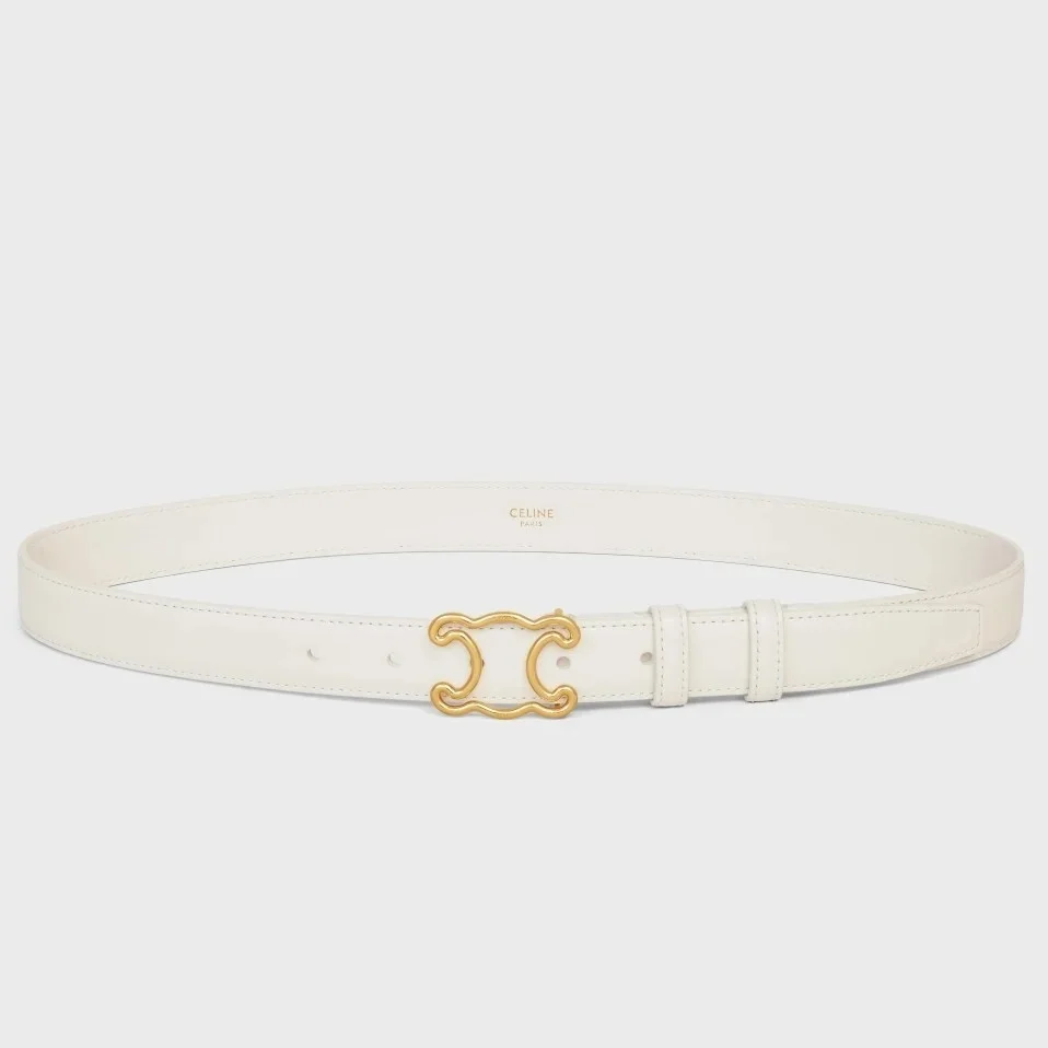 Celine Medium Triomphe Frame Belt 25MM in White Calfskin product view 1