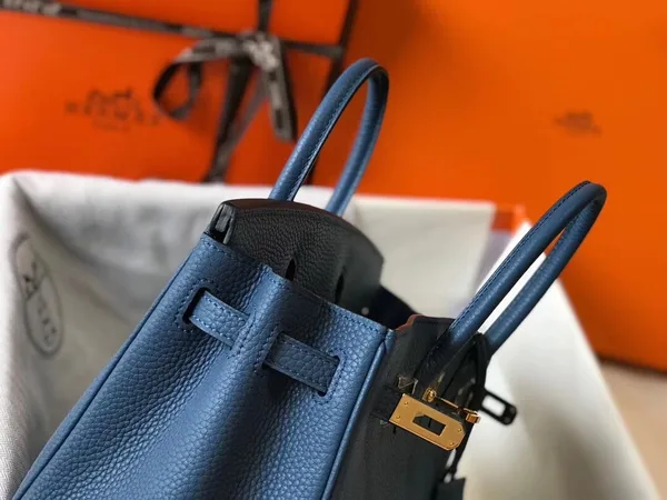 Hermes Birkin 25 Bag In Blue Agate Clemence Leather with GHW product view 7