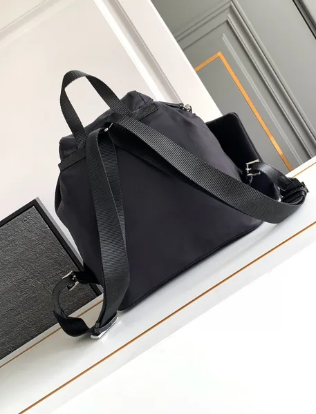 Prada Medium Backpack with Pouch in Black Re-Nylon product view 4