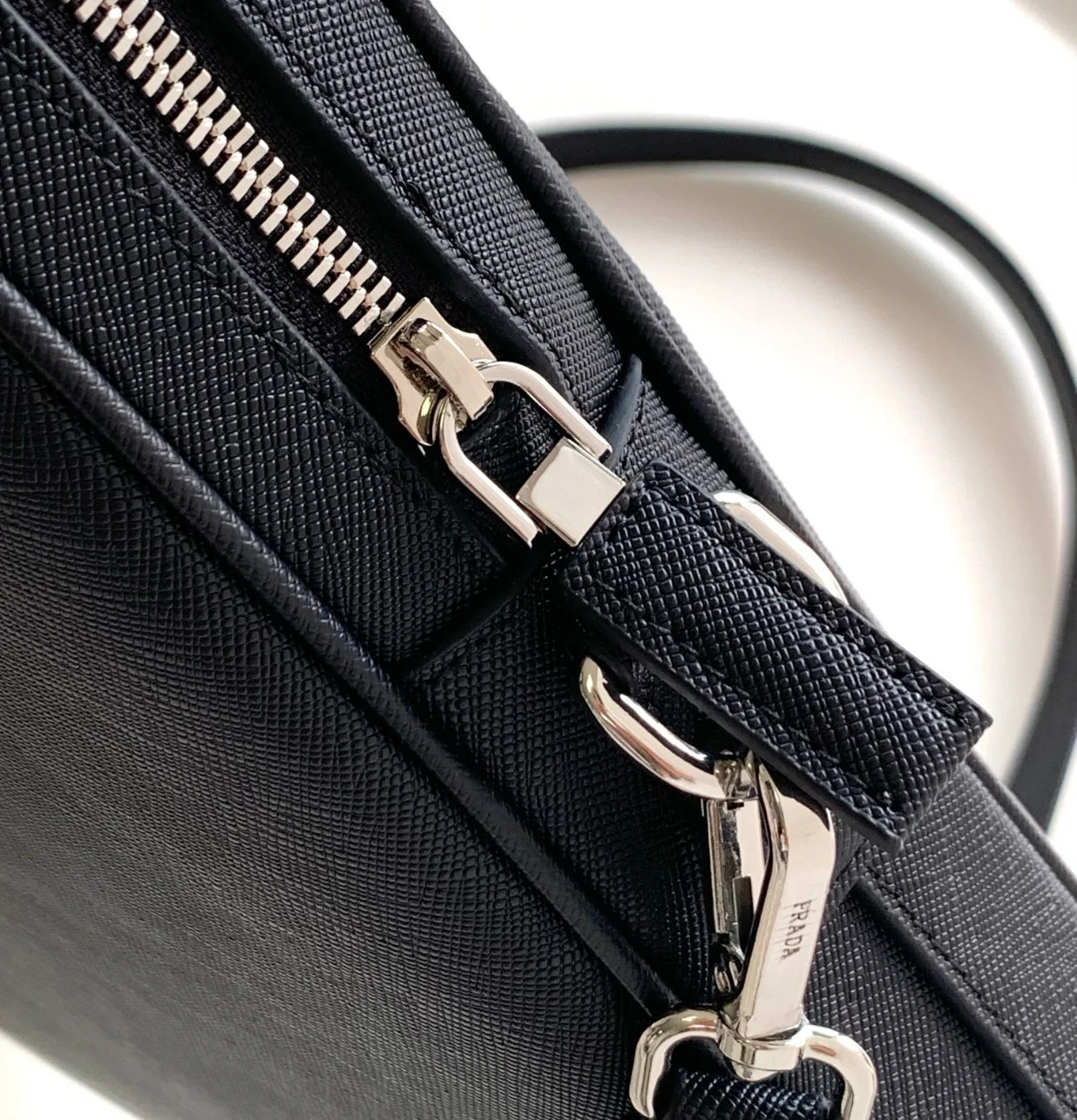Prada Briefcase in Black Saffiano Leather product view 9