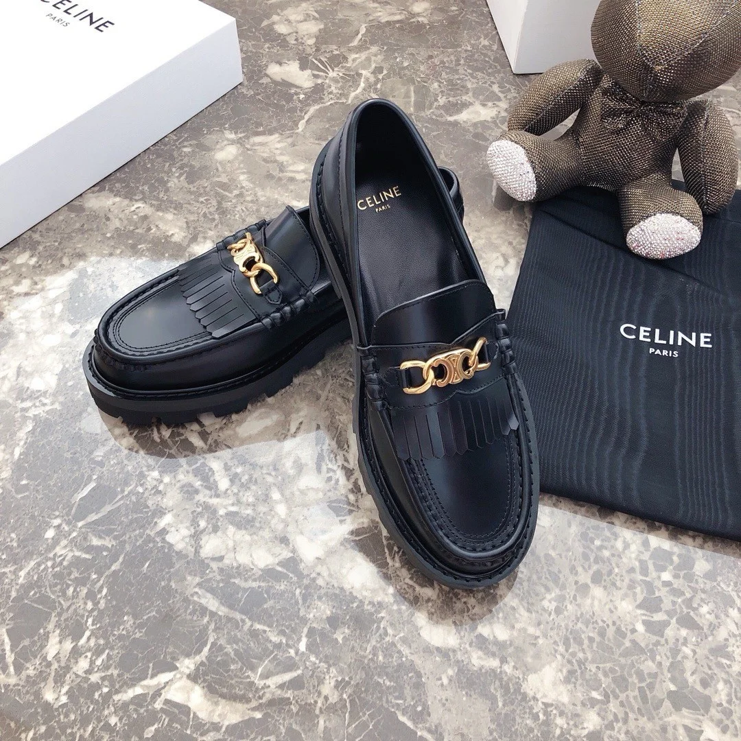 Celine Margaret Loafers in Black Leather with Triomphe Chain product view 9