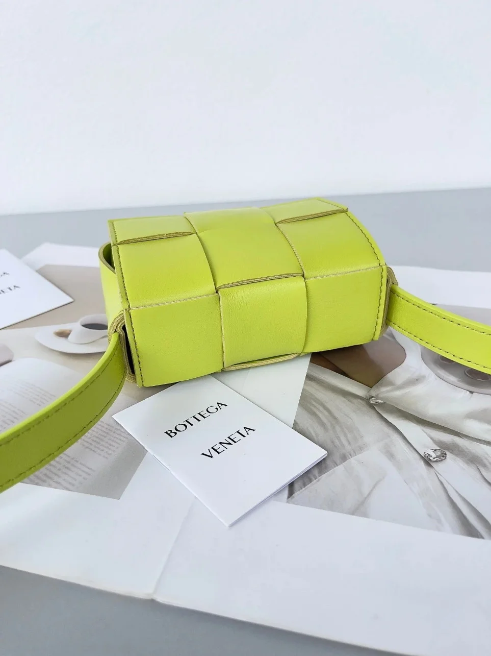 Bottega Veneta Candy Cassette Bag In Acid Kiwi Lambskin product view 2