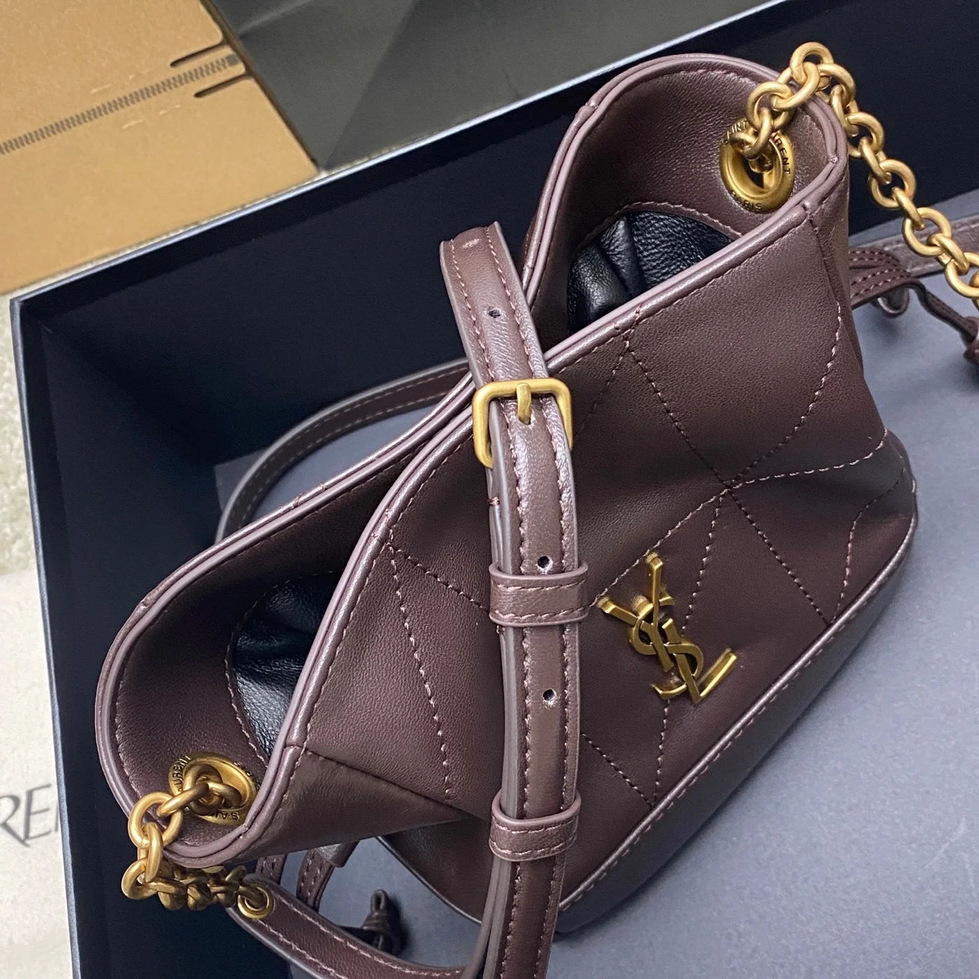 Saint Laurent Jamie Mini Shoulder Pouch — Dark Brown product view 7