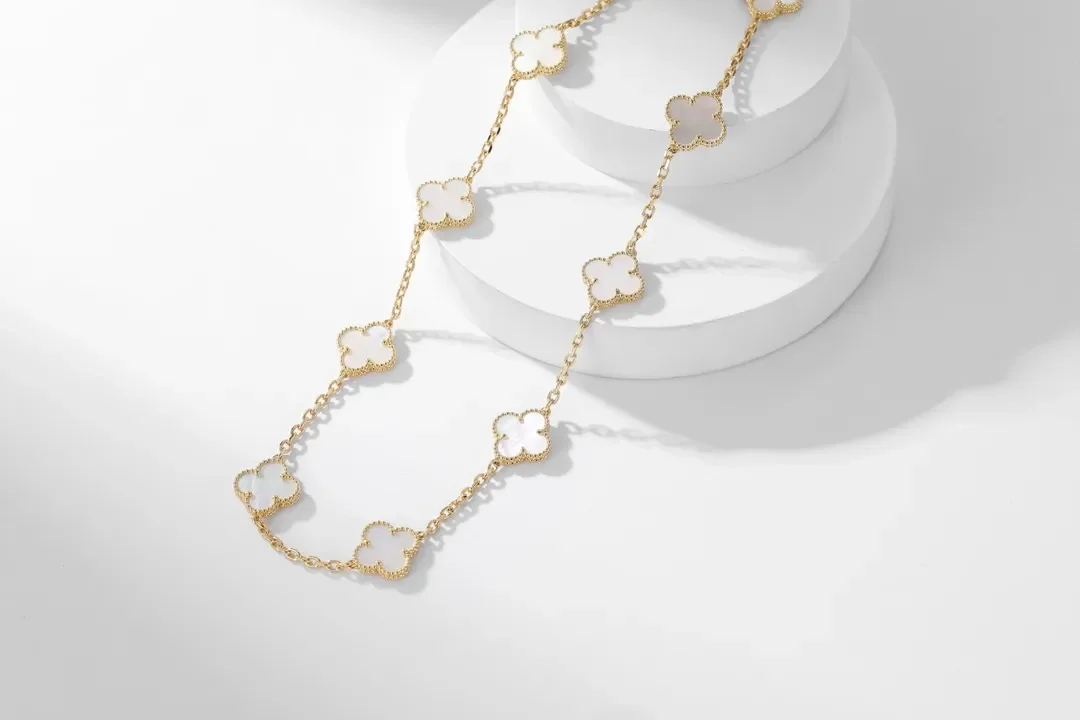 Van Cleef & Arpels Alhambra White Ten-Motif Gold-Tone Necklace product view 3