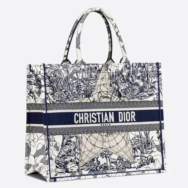 Dior Large Book Tote Bag In Around The World Embroidered Canvas product photo