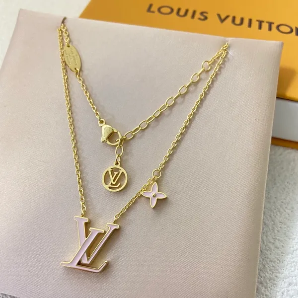 Louis Vuitton Star LV Enamel Pendant Necklace Pink and Gold-Tone product photo