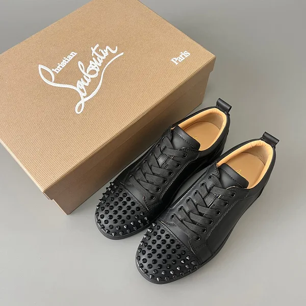 Christian Louboutin Louis Junior Spikes Sneakers Black with Black Sole product view 7