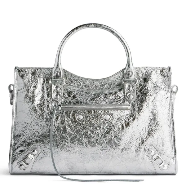 Balenciaga Le City Medium Bag in Silver Metallic Lambskin product photo