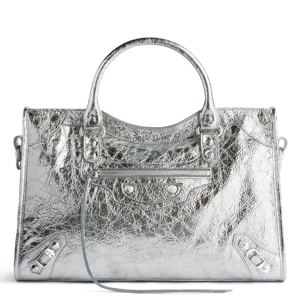 Balenciaga Le City Medium Bag in Silver Metallic Lambskin product view 1