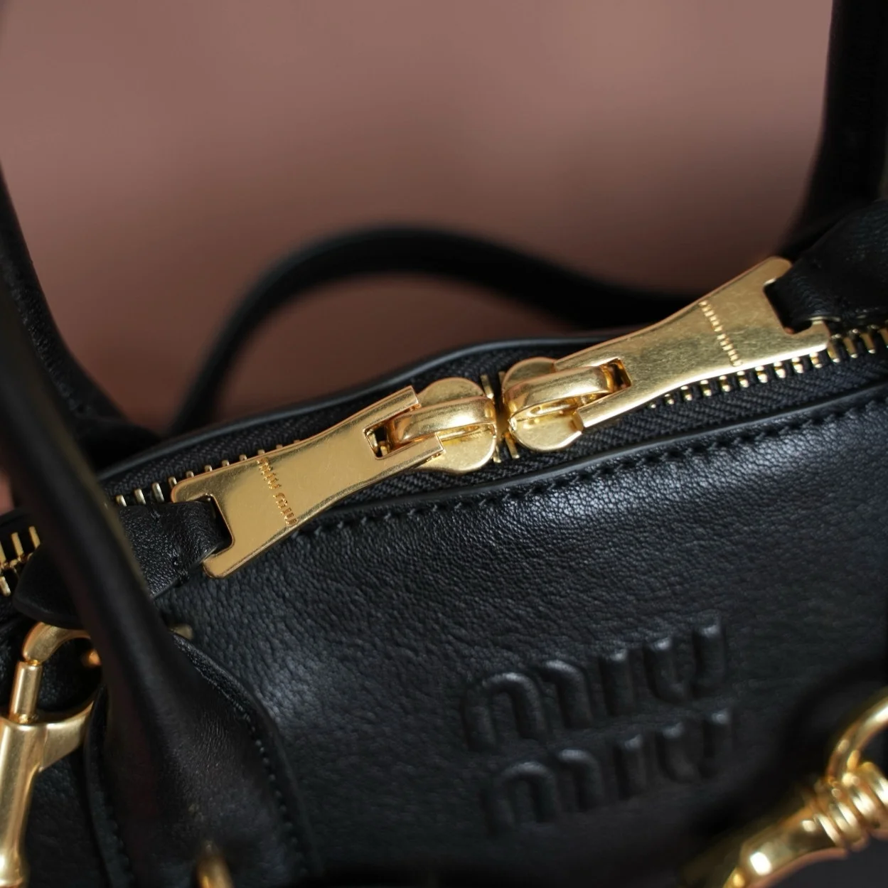 Miu Miu Aventure Medium Top-handle Bag in Black Nappa Leather product view 9