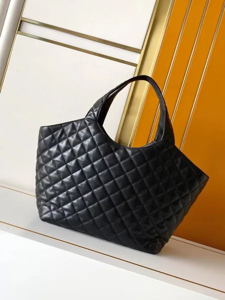 Saint Laurent Icare Medium Tote Bag in Black Quilted Lambskin product view 6