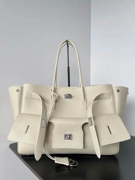 Balenciaga Bel Air Carry All Medium Bag in Beige Calfskin product view 7