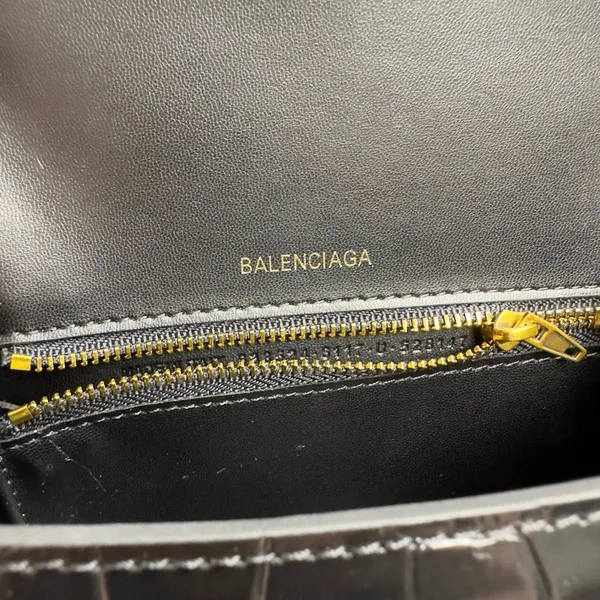 Balenciaga Hourglass Small Bag in Black Croc-Embossed Calfskin product view 7