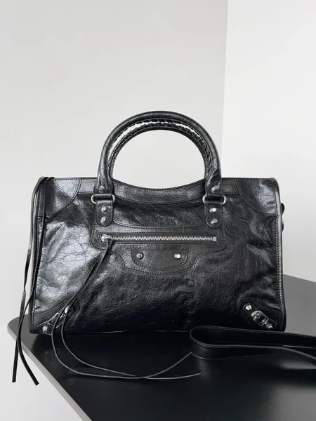 Balenciaga Le City Medium Bag in Black Arena Lambskin product view 9