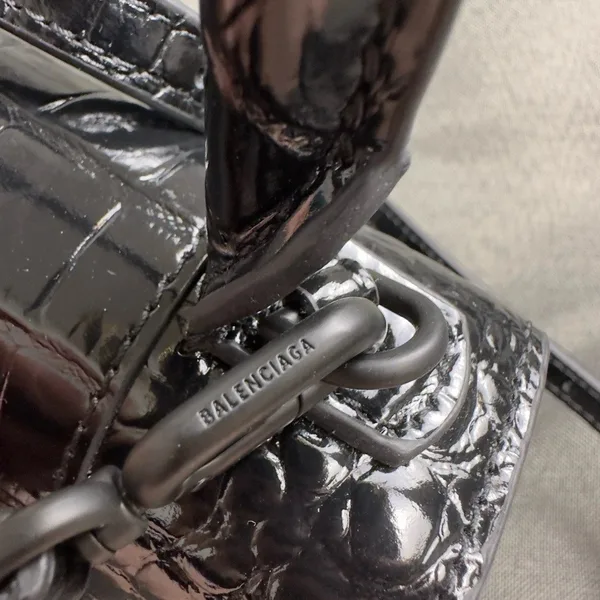 Balenciaga Hourglass Small Bag in Noir Croc-Embossed Calfskin product view 10