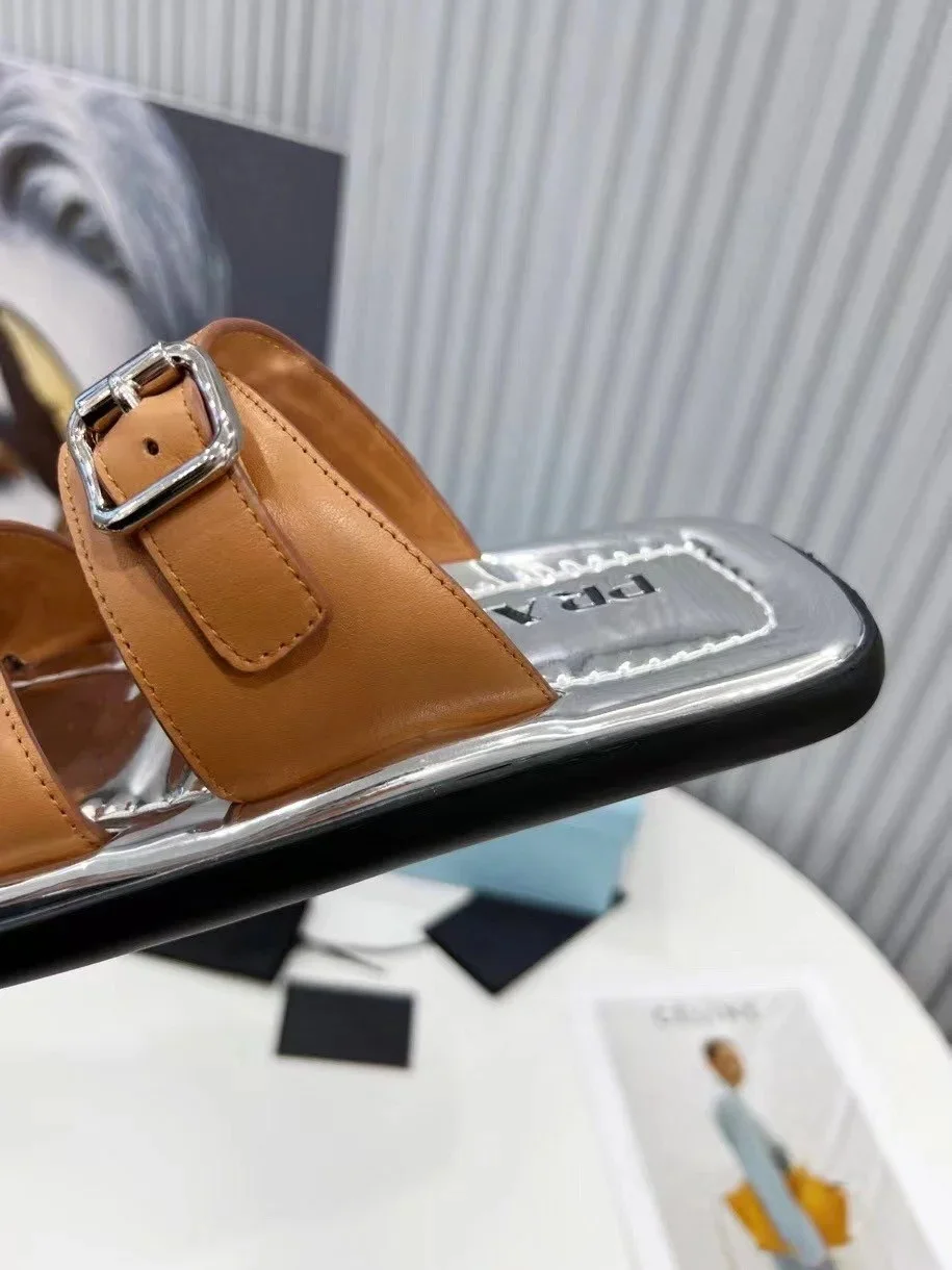 Prada Double-strap Sandals In Brown Leather product view 6