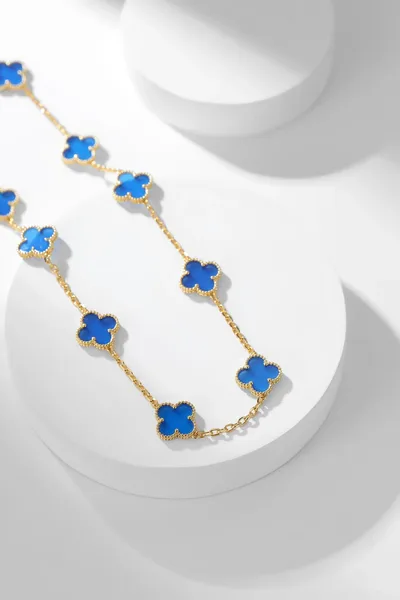 Van Cleef & Arpels Alhambra Blue Ten-Motif Gold-Tone Necklace product view 4