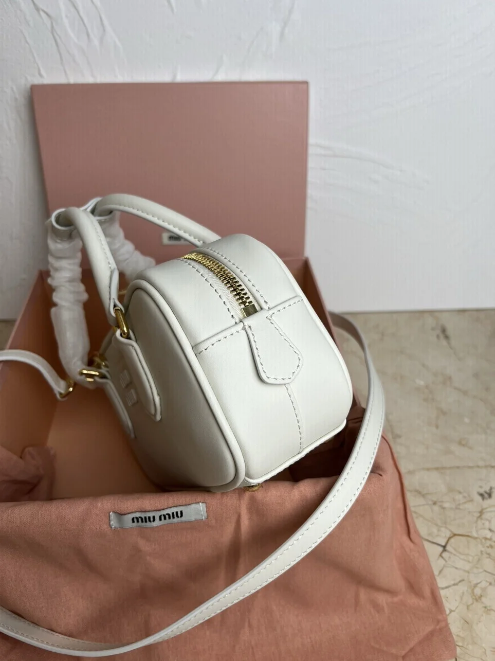 Miu Miu Arcadie Medium Bag in White Leather product view 4
