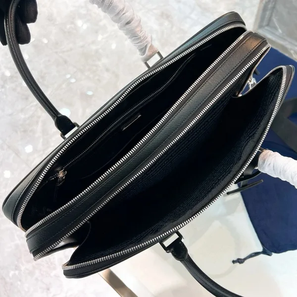 Prada Briefcase with Two Compartments in Black Saffiano Leather product view 2