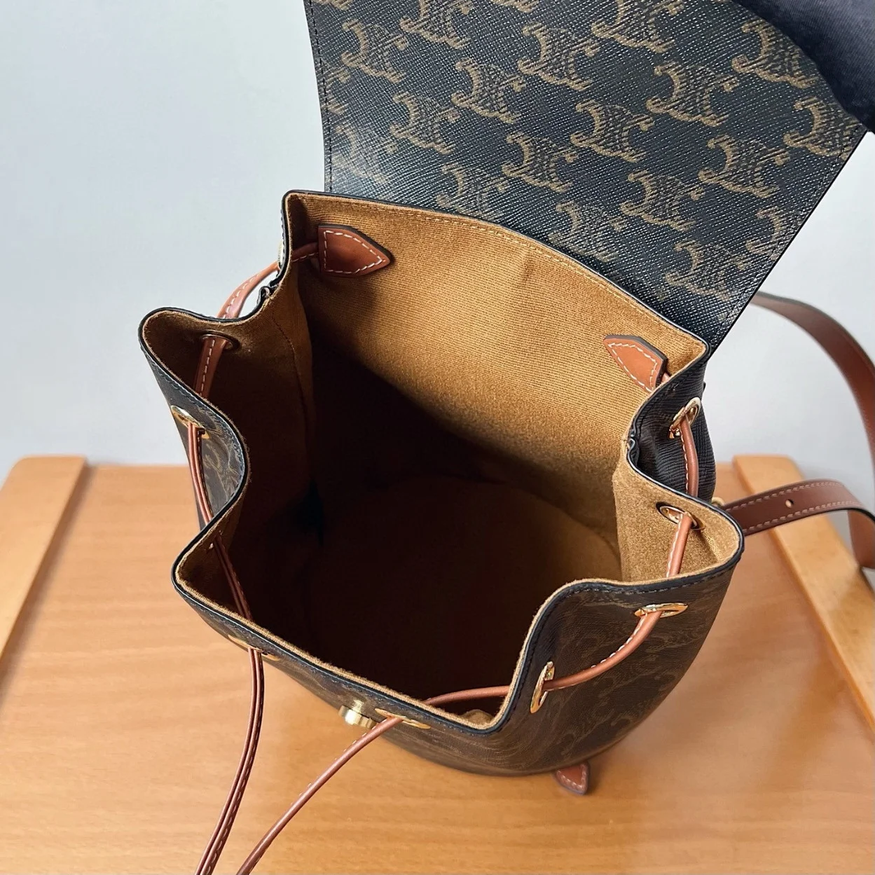 Celine Bonnie Backpack in Triomphe Canvas and Calfskin product view 7
