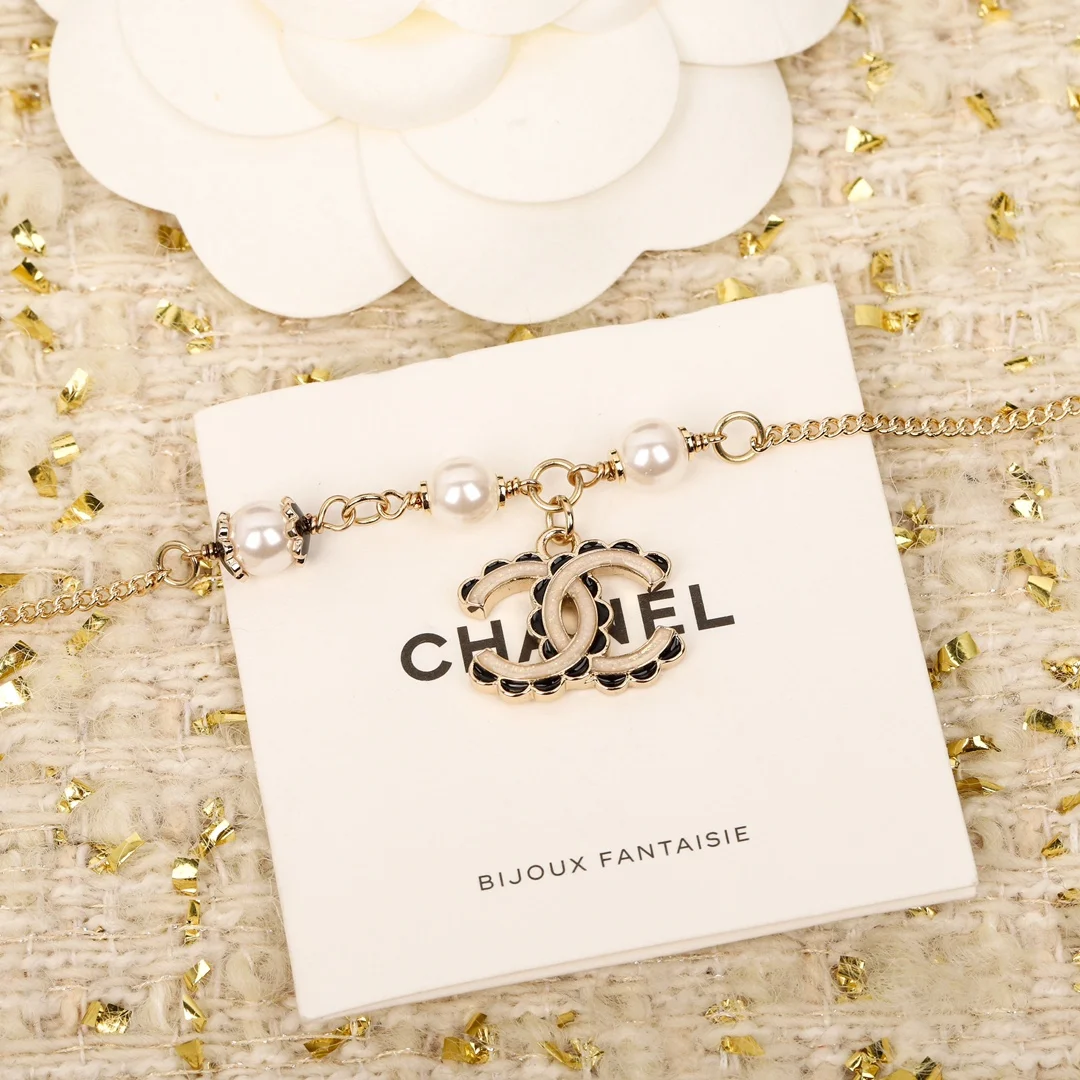 Chanel Black Bead Pearl-Effect CC Chain Bracelet Gold-Tone product view 4