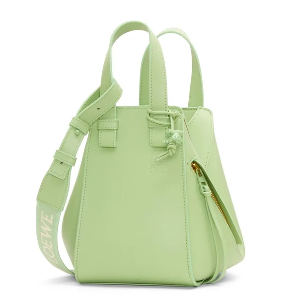 Loewe Compact Hammock Bag in Lime Green Satin Calfskin product photo