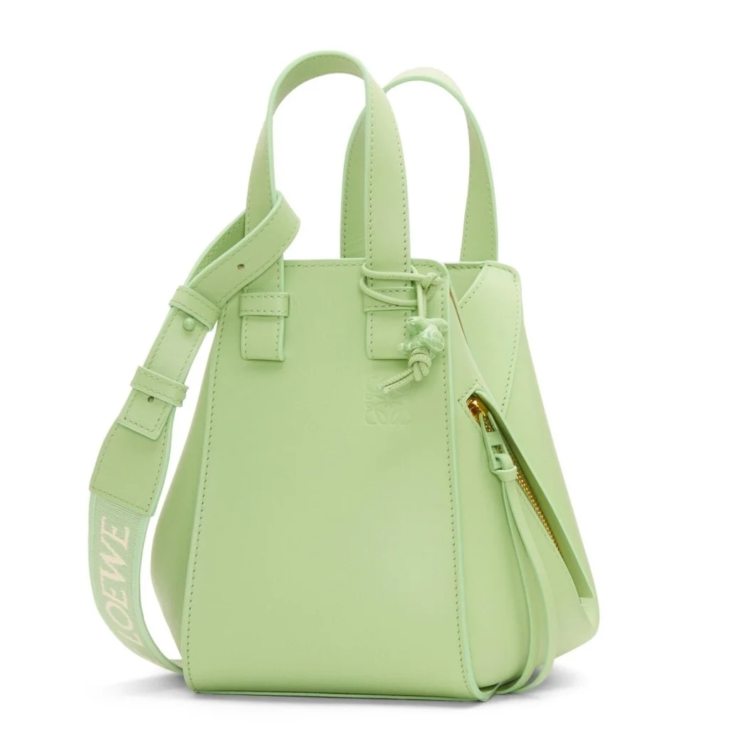 Loewe Compact Hammock Bag in Lime Green Satin Calfskin product view 1
