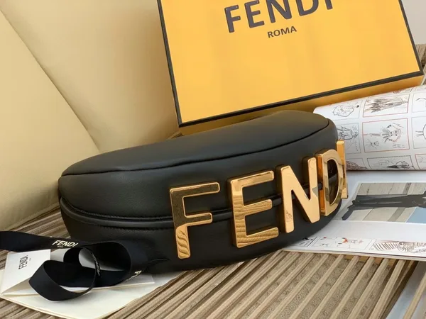 Fendi Fendigraphy Small Hobo Bag In Black Leather product view 5