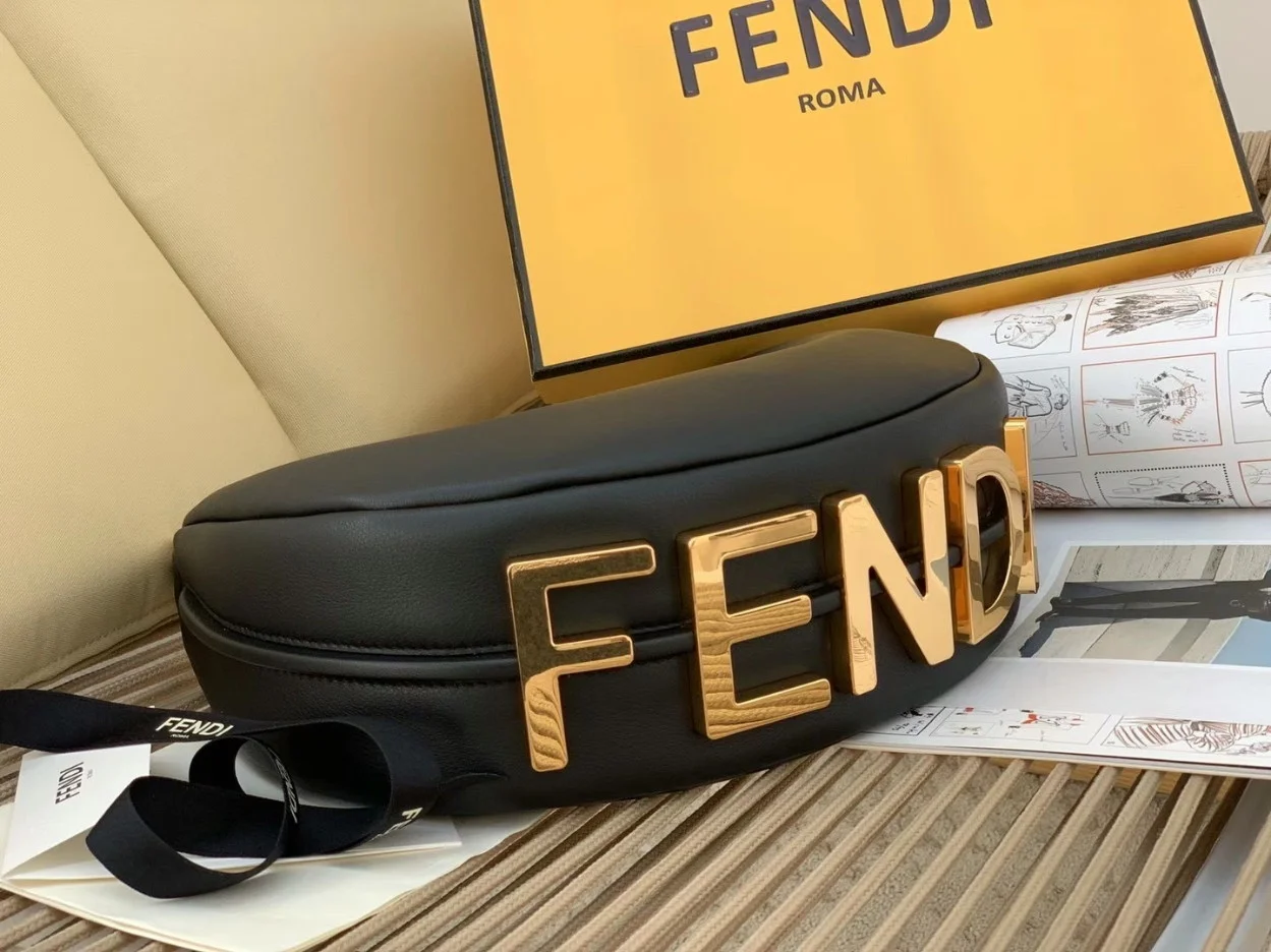 Fendi Fendigraphy Small Hobo Bag In Black Leather product view 5