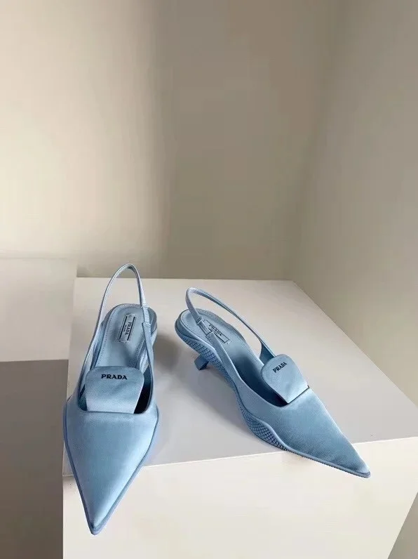 Prada Gabardine Slingback Pumps In Light Blue Nylon product view 2
