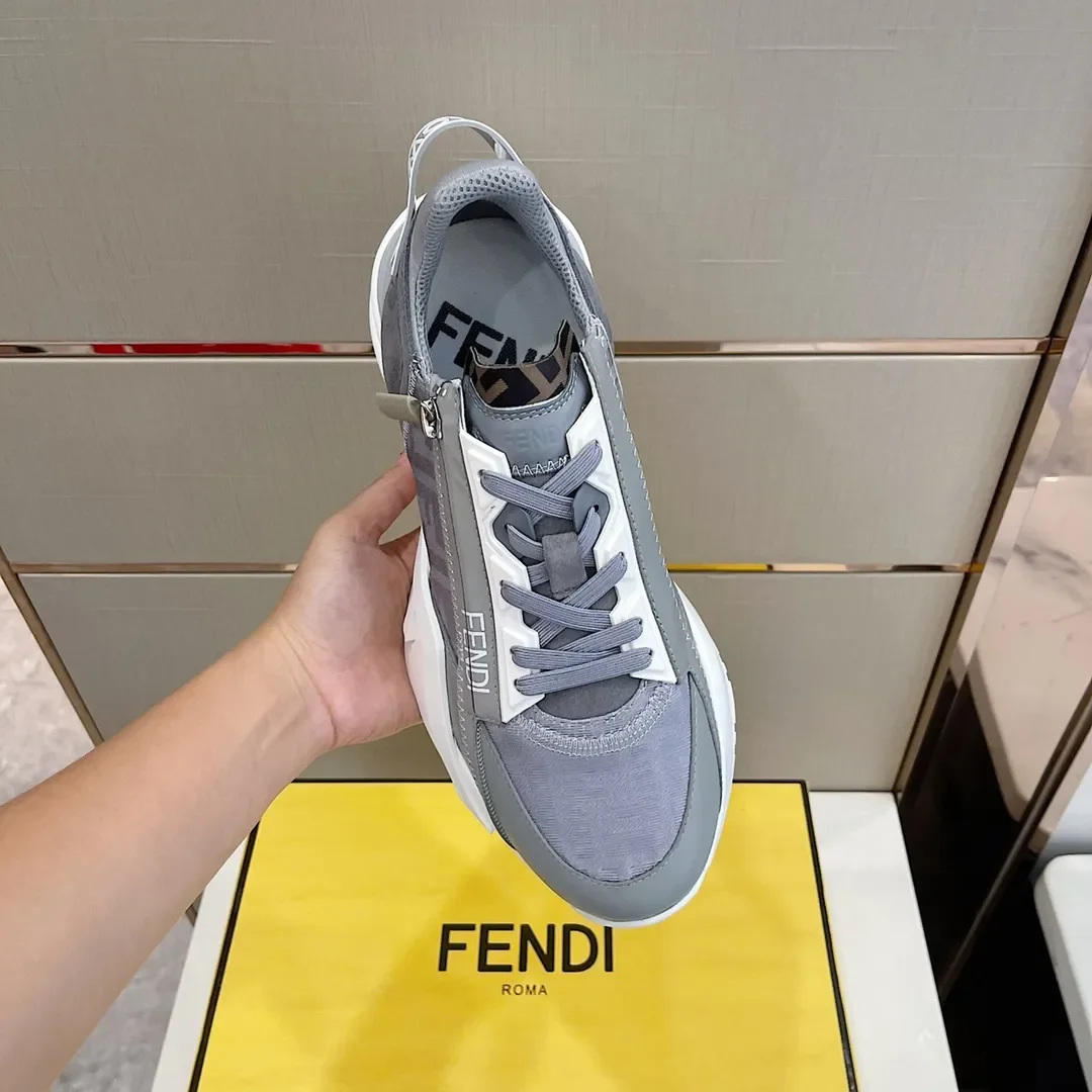 Fendi Flow Low-Top Sneakers in Grey product view 4