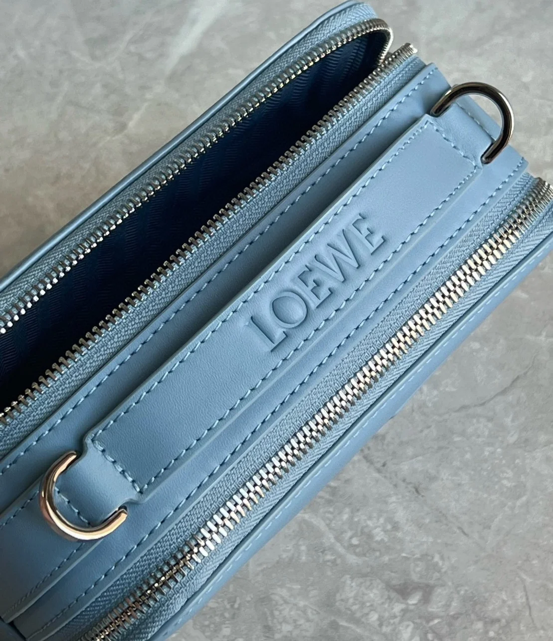 Loewe Mini Camera Crossbody Bag in Blue Calfskin product view 6