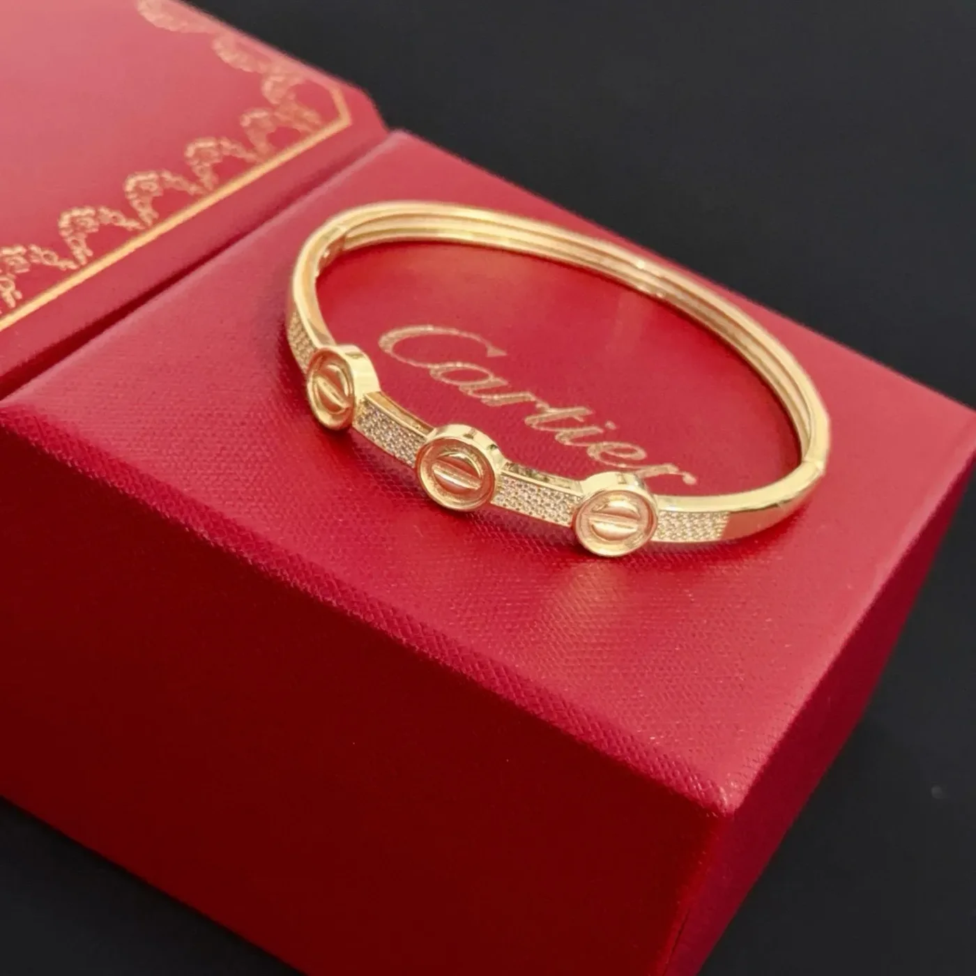 Cartier Love Gold-Tone Bangle with Three Pave-Effect Screw Motifs product view 6