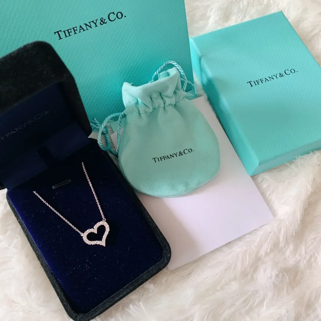 Tiffany & Co. Medium Pavé-Effect Open Heart Necklace Silver-Tone product view 1
