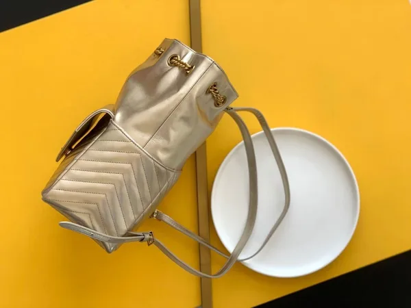 Saint Laurent Joe Backpack In Gold Lame Leather product view 4