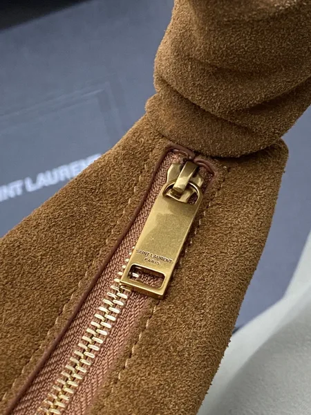 Saint Laurent Amalia Mini Hobo Bag in Brown Suede Calfskin product view 7