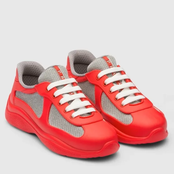 Prada America’s Cup Sneakers in Red Rubber and Bike Fabric product photo