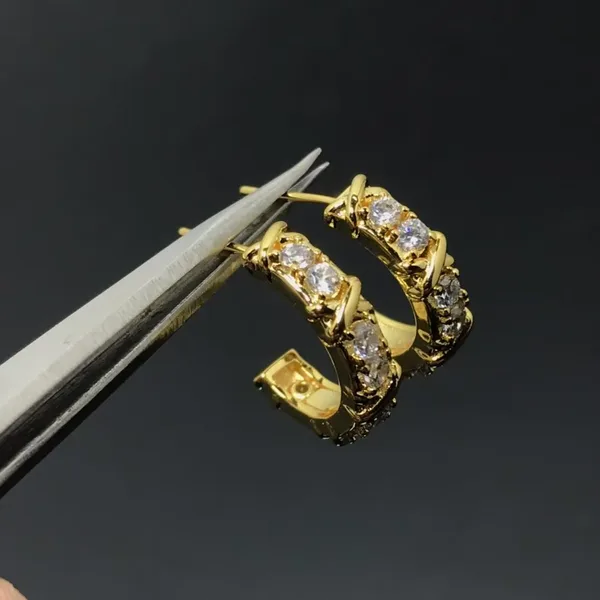 Tiffany & Co. Edge Cross Pavé-Effect Hoop Earrings Gold-Tone product photo