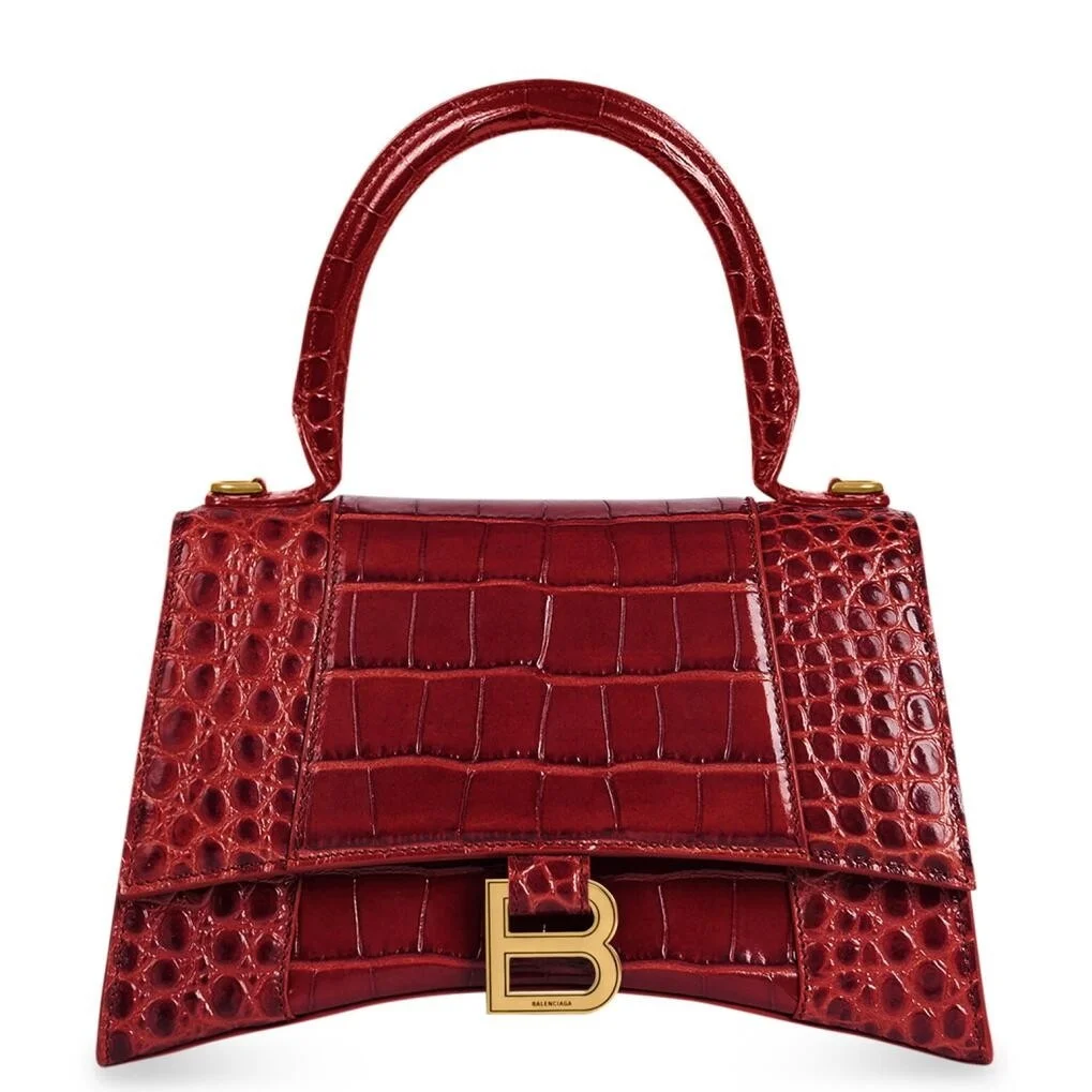 Balenciaga Hourglass Small Bag in Red Croc-Embossed Calfskin product view 1