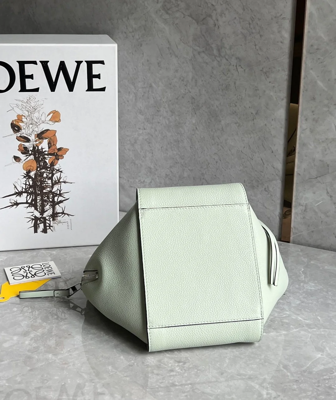 Loewe Compact Hammock Bag in Light Celadon Grained Calfskin product view 7