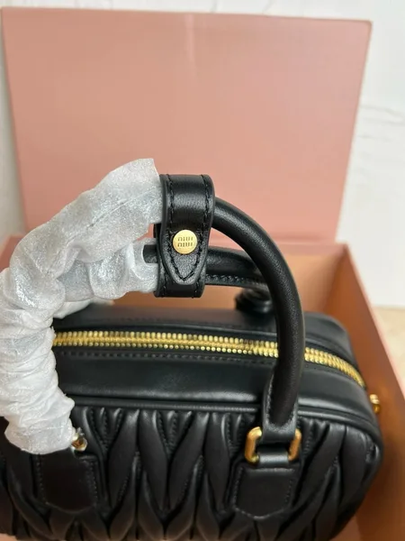 Miu Miu Arcadie Small Bag in Black Matelasse Leather product view 7