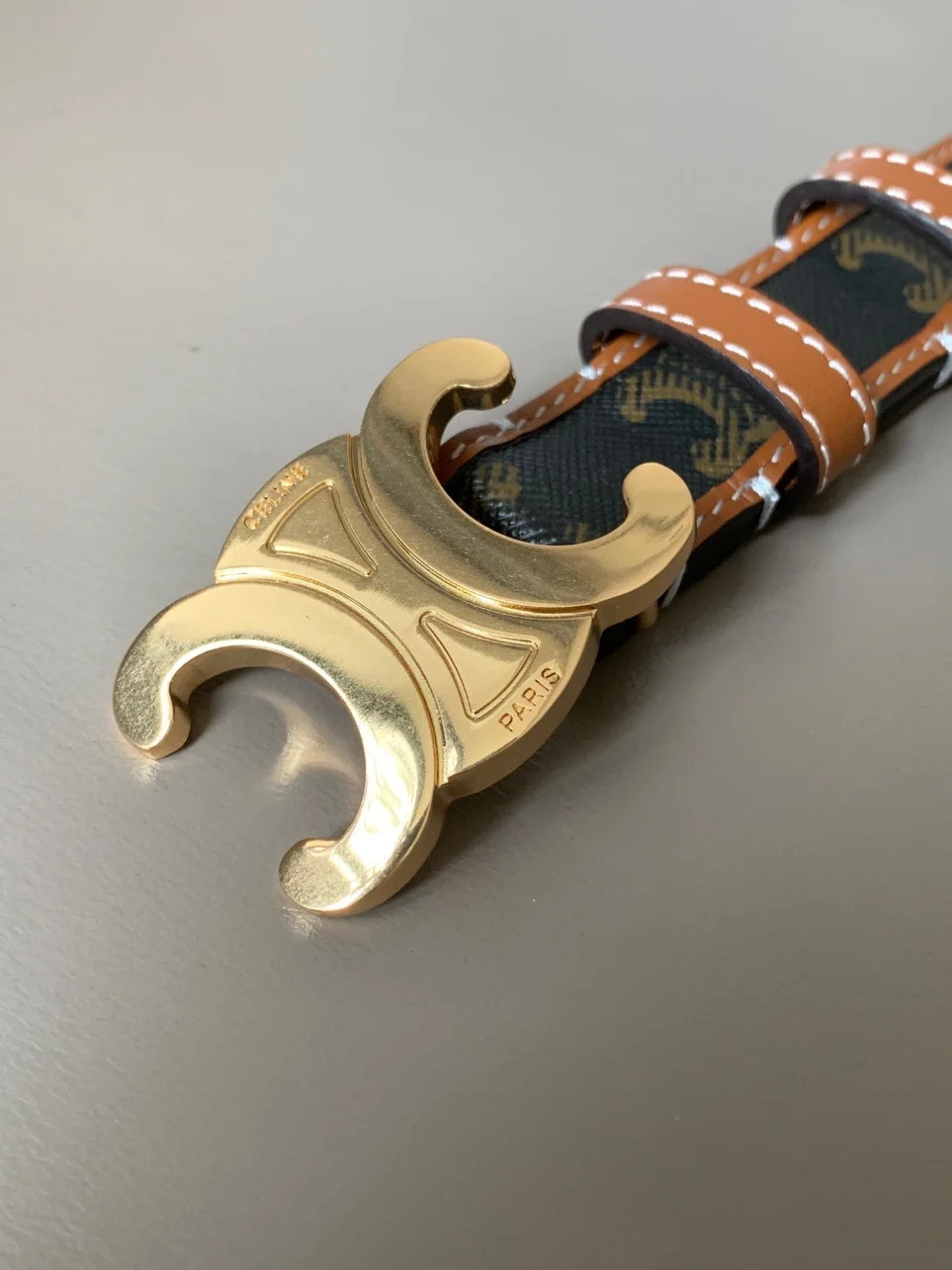 Celine Medium Triomphe Belt 25MM in Tan Triomphe Canvas product view 3