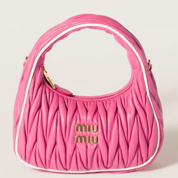 Miu Miu Wander Hobo Bag in Fuchsia Matelasse Nappa Leather product photo