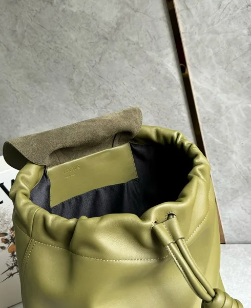 Loewe Flamenco Backpack in Olive Supple Calfskin product view 3