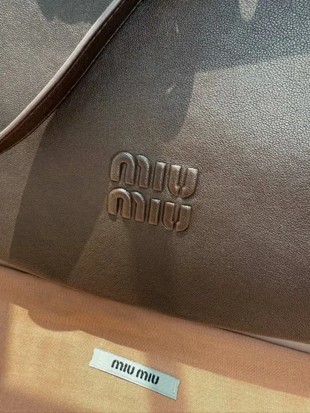 Miu Miu Aventure Medium Shoulder Bag in Briarwood Nappa Leather product view 9