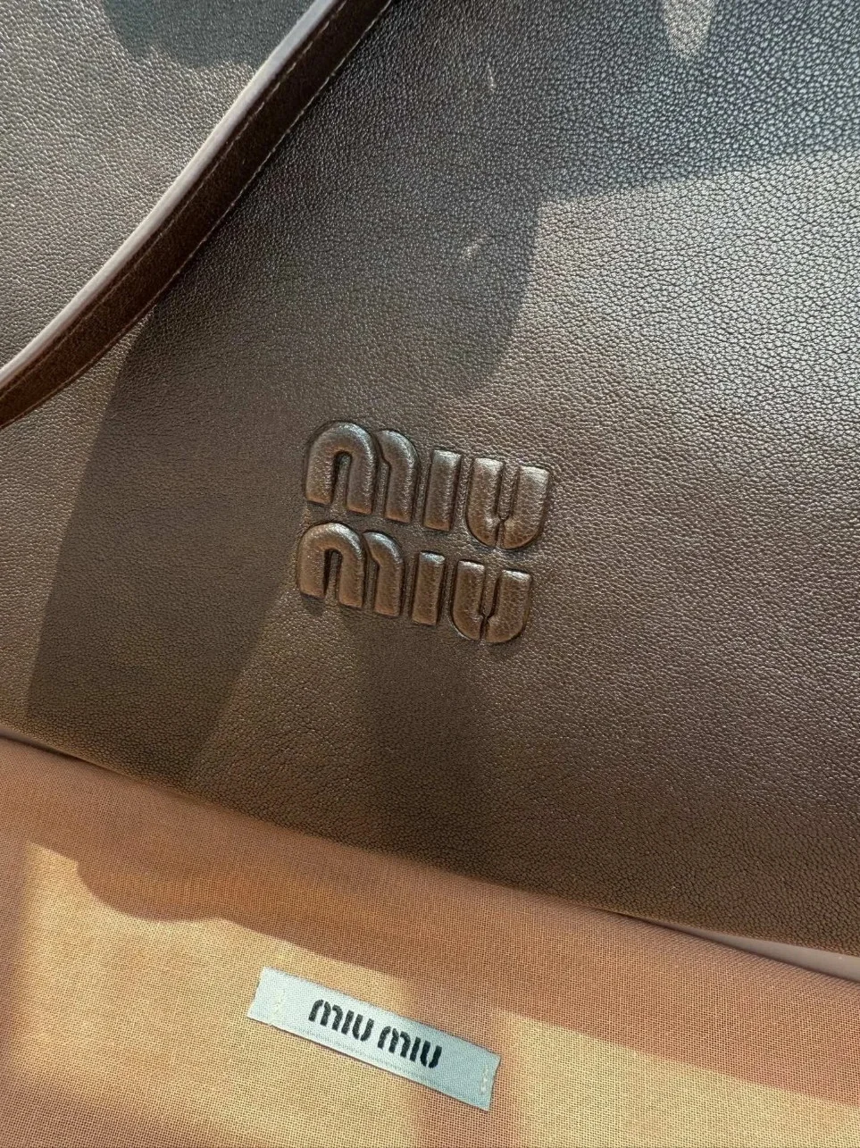 Miu Miu Aventure Medium Shoulder Bag in Briarwood Nappa Leather product view 9