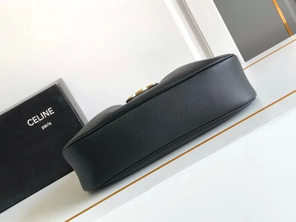Celine Medium Polly Shoulder Bag in Black Calfskin product view 3