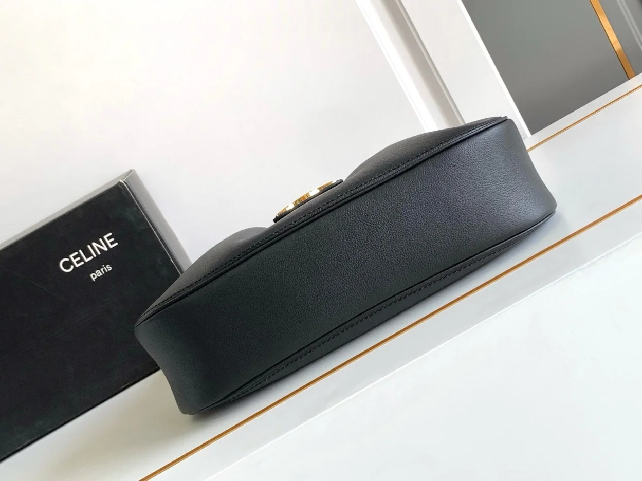 Celine Medium Polly Shoulder Bag in Black Calfskin product view 3
